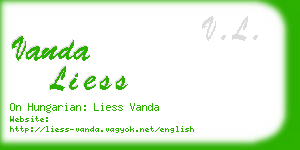 vanda liess business card